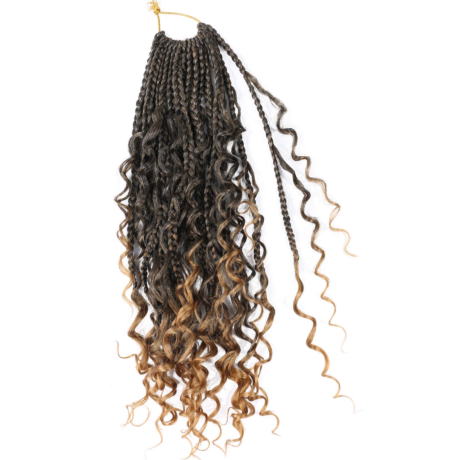 LMZIM 8 Packs Crochet Box Braids - Bohemian Synthetic Hair with Curly Ends (3X, T27) for Black Women | Perfect for Protective Styles, Goddess Braids & Everyday Wear
