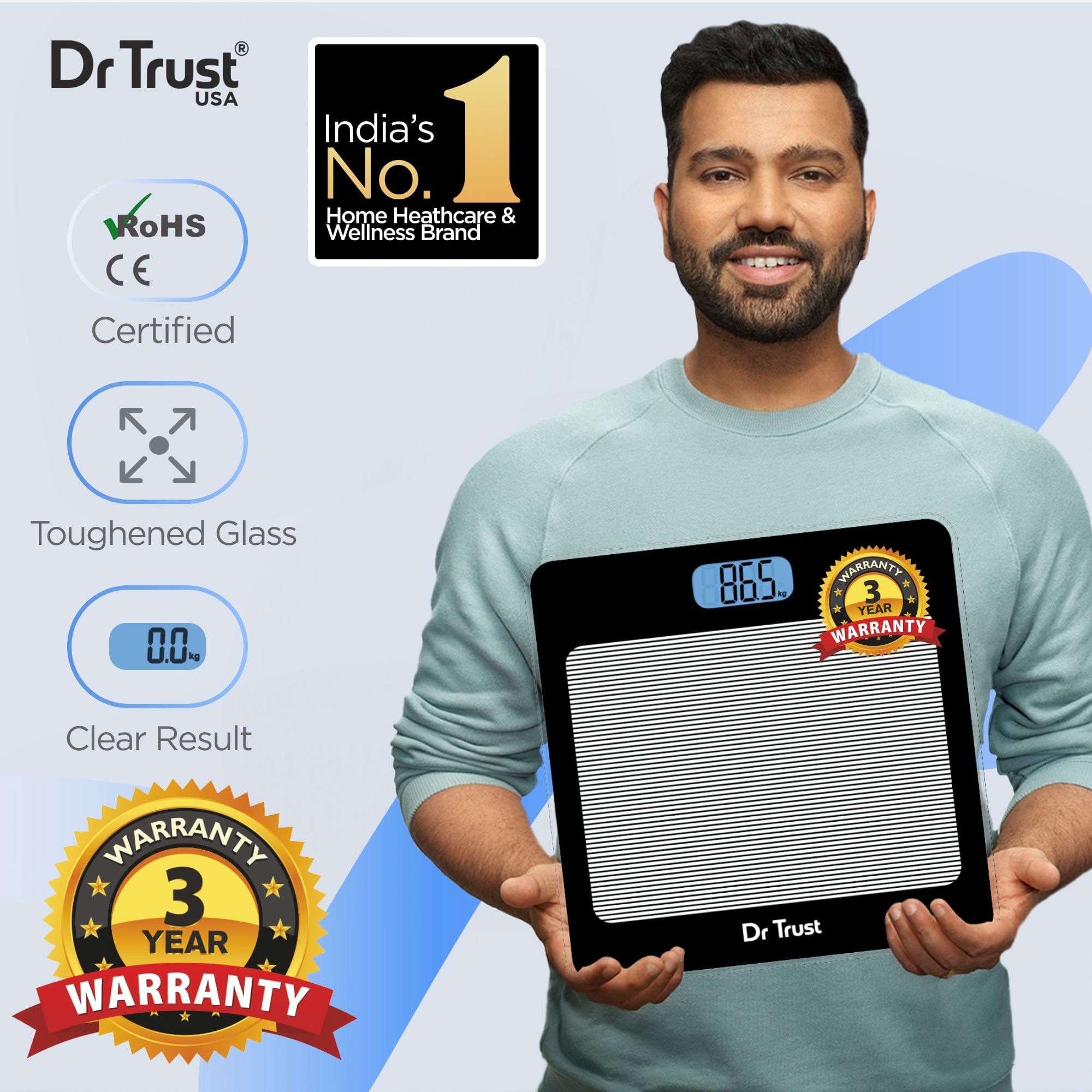 Dr Trust USA Paris Digital Bathroom Scale - 520 lbs Capacity, Accurate Body Weight Machine for Home, Gym, Clinic & Hospital Use | Perfect for Health Tracking, Fitness Goals & Medical Monitoring