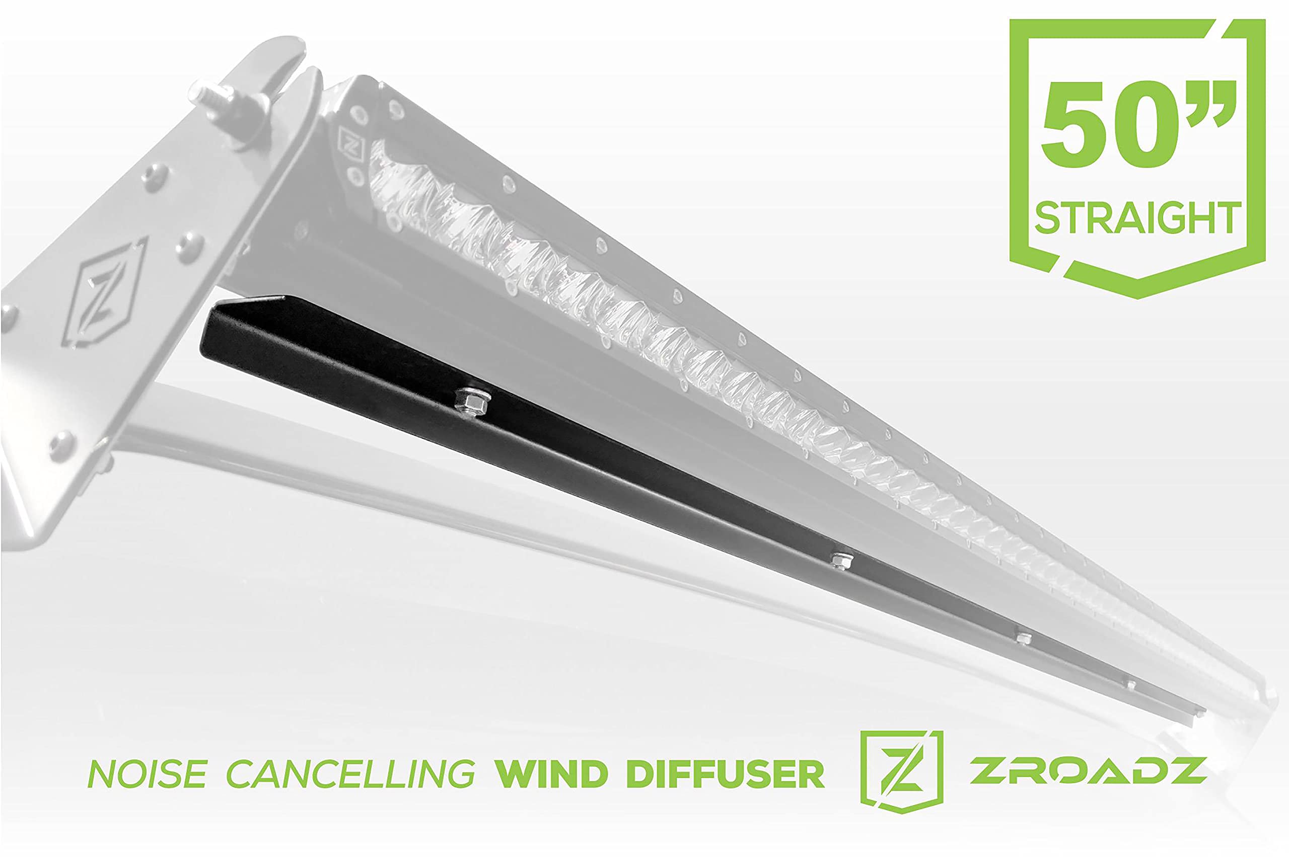 50 Inch Straight Single Row LED Light Bar Noise Cancelling Wind Diffuser - Black Aluminum Alloy for Off-Road Trucks, ATVs & UTVs - Reduces Wind Noise & Improves Light Performance