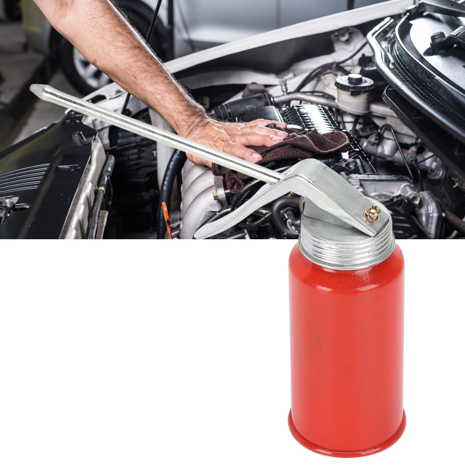 2Pcs Cast Iron Hand Pump Oil Can Spray Gun - Heavy Duty Lubrication for Rolling Bearings, Machinery & Automotive Maintenance - Perfect for Workshop, Garage & Industrial Use
