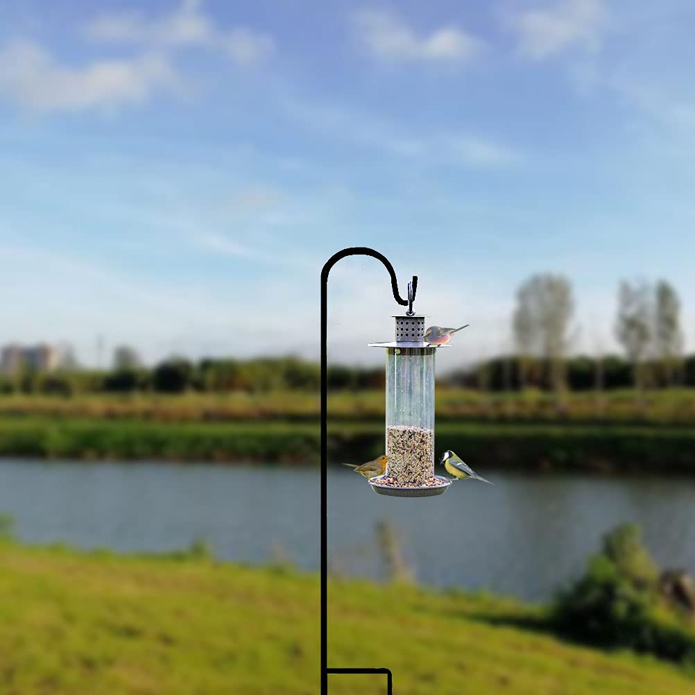 XFF Adjustable Shepherd Hooks 2 Pack - 39 Inch Heavy Duty Metal Garden Hooks for Hanging Bird Feeders, Solar Lights, Flower Baskets, Lanterns & Outdoor Decor (Black) - Perfect for Patio, Yard, Garden & Wedding Decorations