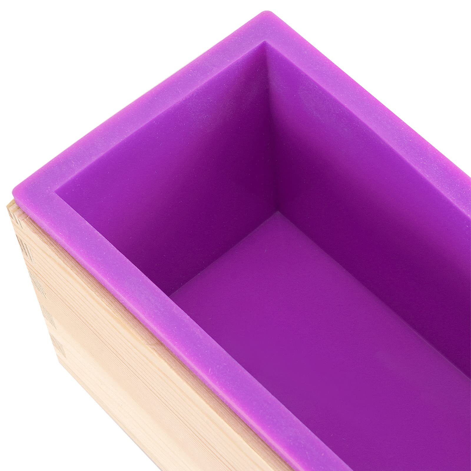 3 PCS 42 Oz Purple Silicone Soap Molds Loaf - Flexible Rectangular DIY Soap Making Molds with Wooden Box & Cover - Perfect for Handmade Soap, Bath Bombs & Candle Making at Home