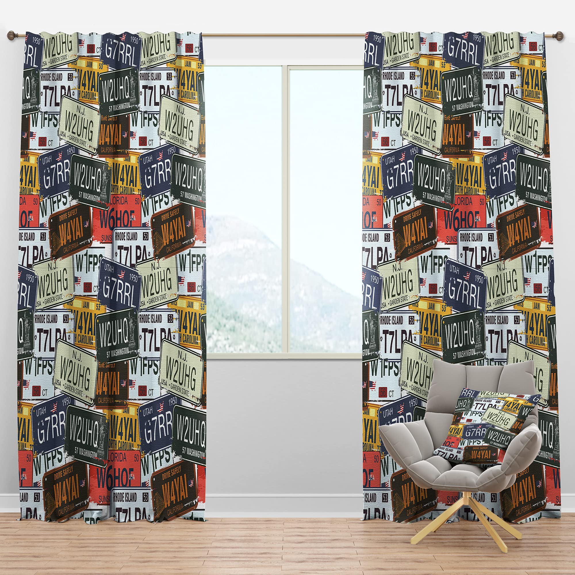 DesignQ Blackout Curtains with California License Plate Print - Thermal Insulated Single Panel (52x108 inches) for Bedroom & Living Room - Perfect for Home Theater, Shift Workers & Light Sleepers