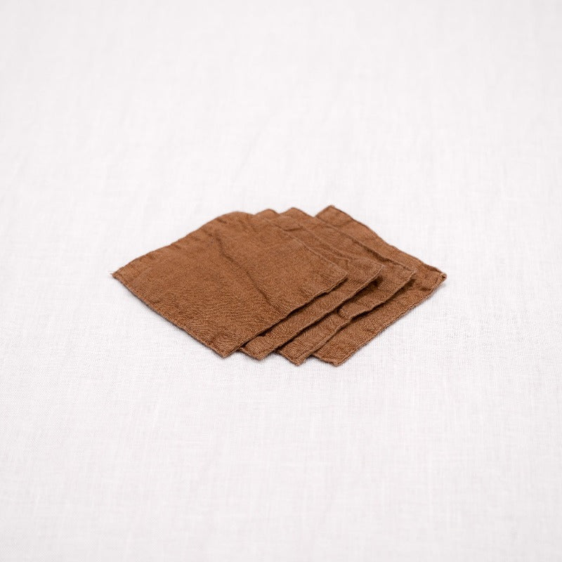 Eco-Friendly Repurposed Linen Coaster Set - Sustainable Home Decor for Coffee Tables, Bars & Dining Tables | Perfect for Protecting Surfaces from Stains & Water Rings