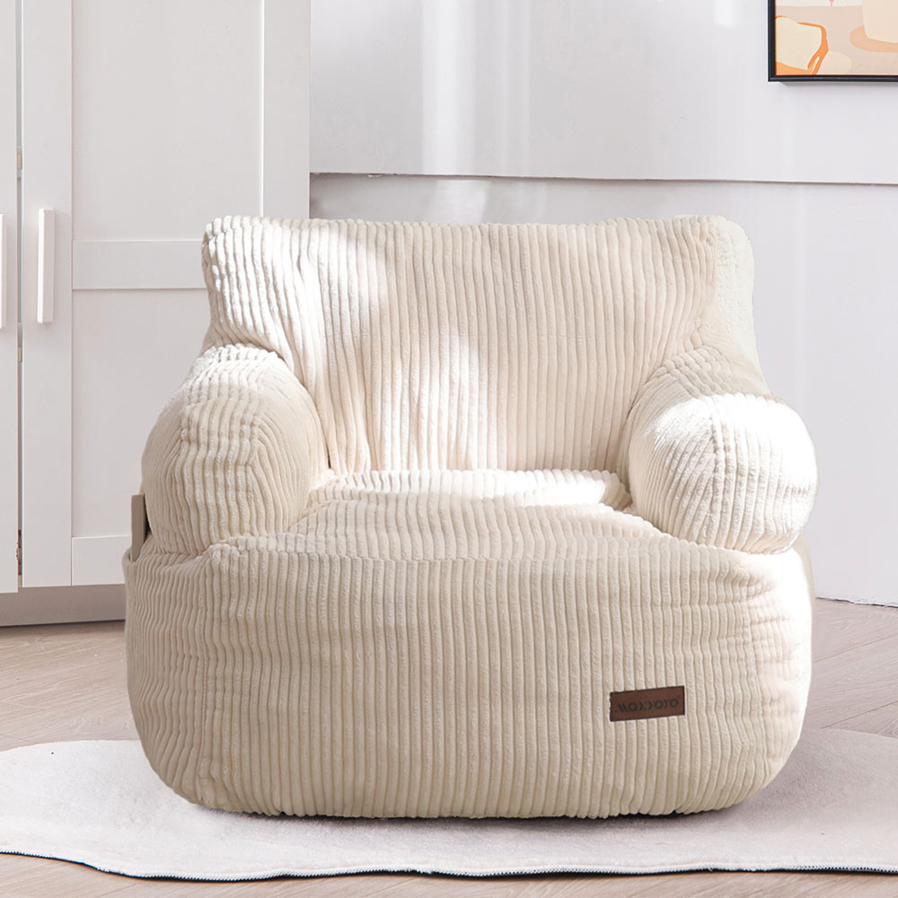 MAXYOYO Kids Bean Bag Chair - Soft & Comfy Toddler Bean Bag Sofa with Filler for Boys & Girls, Beige - Perfect for Playrooms, Bedrooms & Reading Nooks