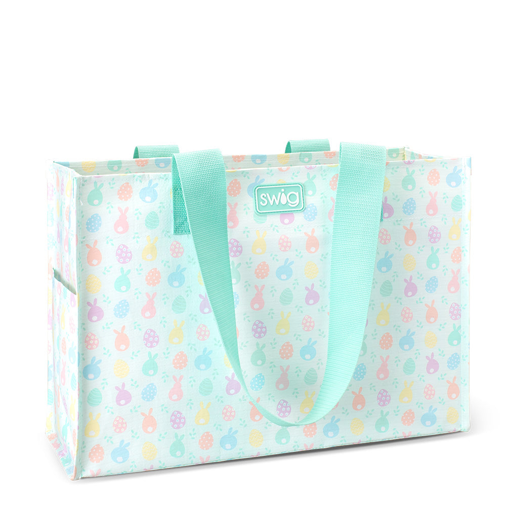 Reusable Large Easter Egg Hunt Tote Bag - Durable & Eco-Friendly Shopping Bag for Easter Egg Hunts, Groceries, and Beach Trips