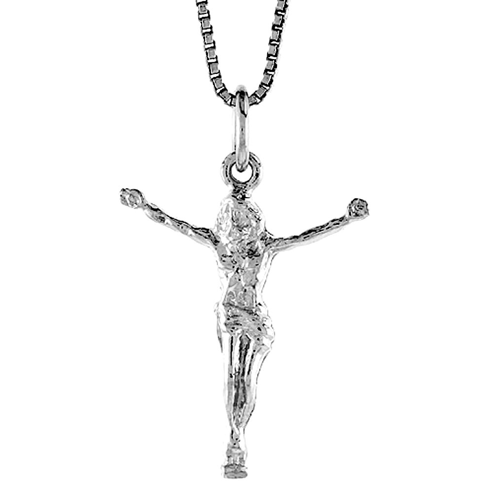 1 Inch Sterling Silver Body of Christ Pendant - Religious Cross Necklace for Women & Men - Perfect for Baptism, Confirmation & Daily Faith Jewelry