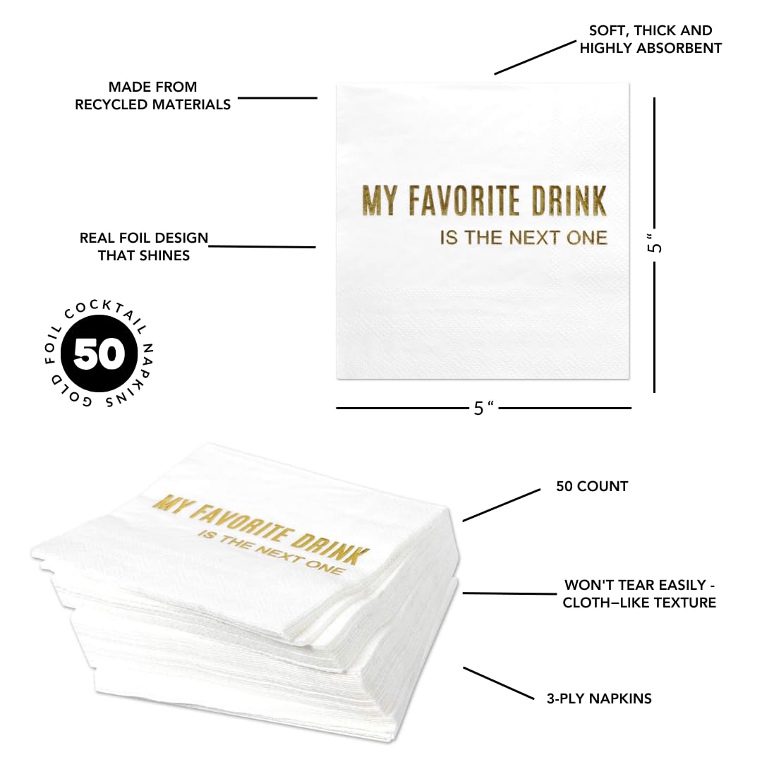 **Andaz Press Gold Foil Funny Cocktail Napkins - 