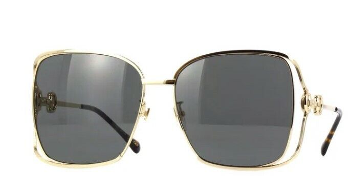Gucci GG 1020S 002 Gold/Gray Metal Full Rim Oversized Square Women's Sunglasses - Luxury Fashion Shades for Women, UV Protection, Perfect for Beach, Driving & Outdoor Activities