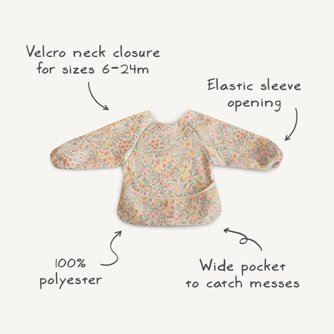 Mushie Long Sleeve Baby Bib - Soft Organic Cotton Drool Bib for Infants & Toddlers - Perfect for Feeding, Teething, and Messy Playtime