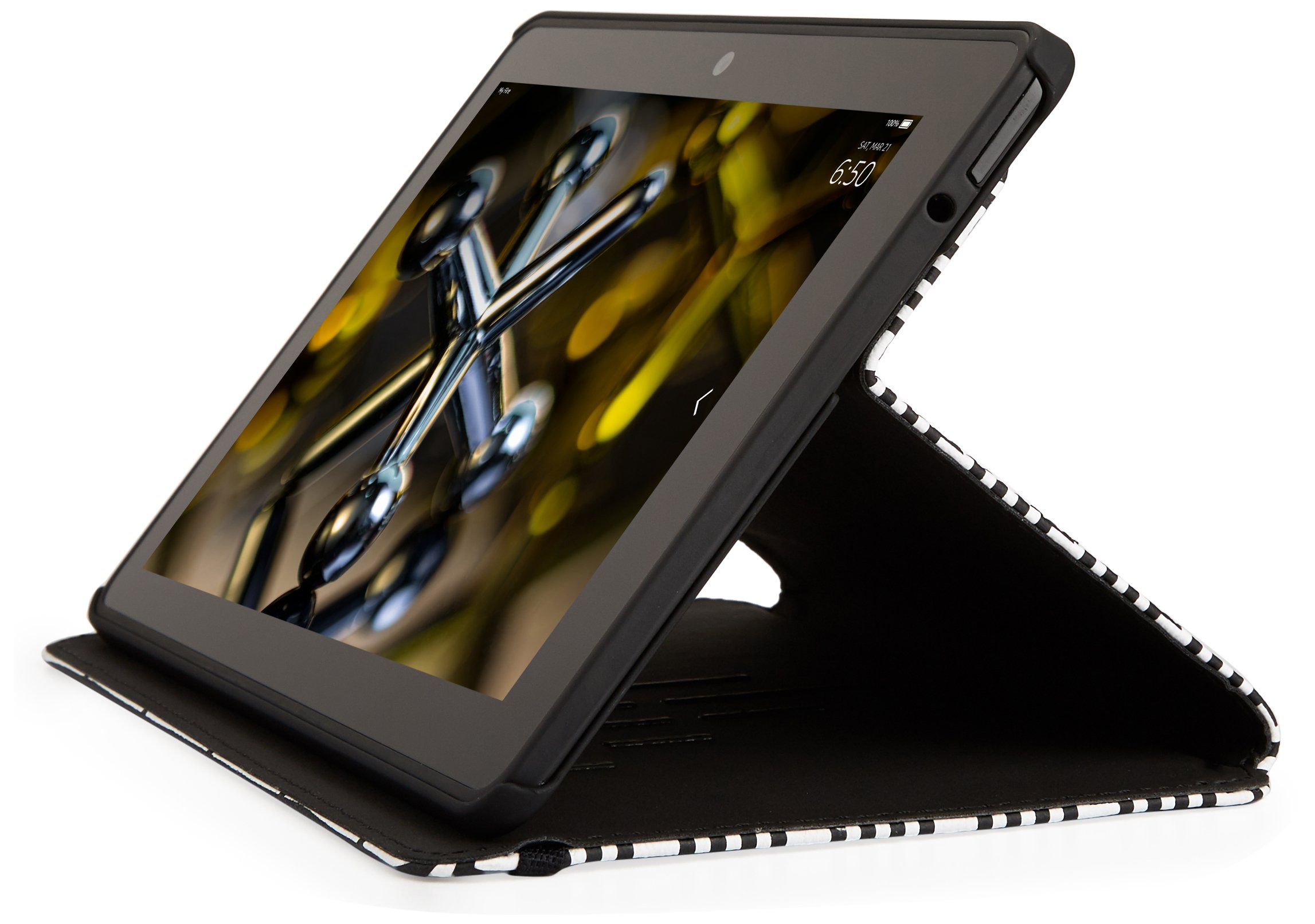 Jonathan Adler Greek Key Kindle Fire HDX 7 Case - Black Luxury Cover for Kindle Fire HDX 7