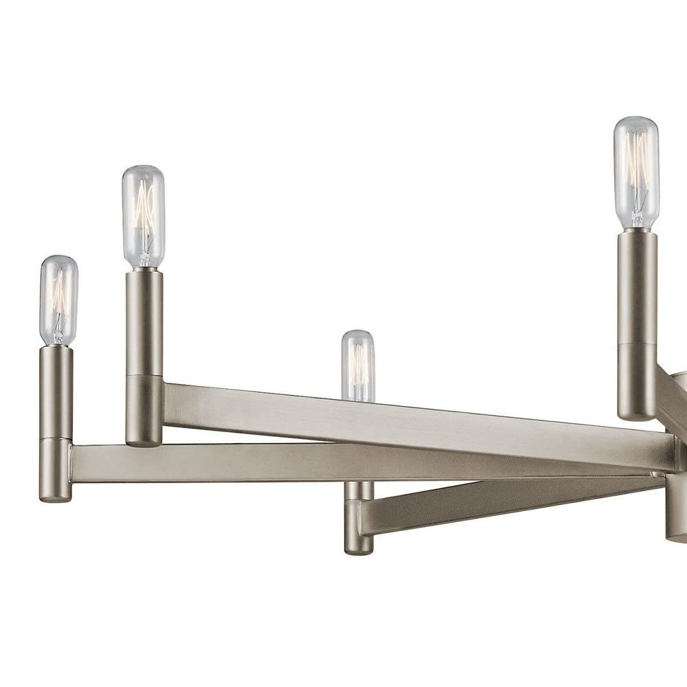 8-Light Modern Farmhouse Chandelier in Satin Nickel Finish - Rustic Dining Room Lighting for Kitchen Island, Entryway & Farmhouse Decor