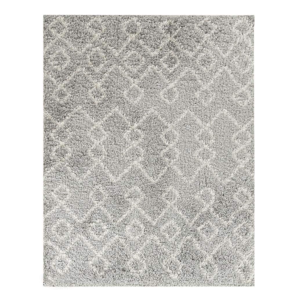Premium Wyatt & Ash Parma Tribal Stripes Plush Shag Rug - 5x7 Feet Soft Machine Washable Area Carpet for Living Room, Bedroom & Nursery - Ivory & Grey Modern Floor Decor - High Absorbency & Durable