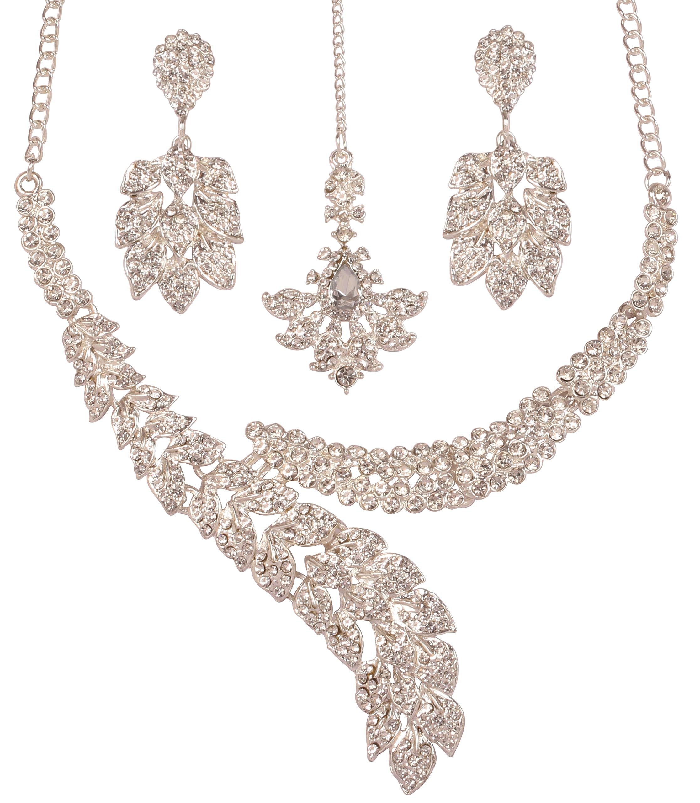Indian Hollywood Paisley Scarf Crystal Necklace Set for Women - Party & Wedding Jewelry