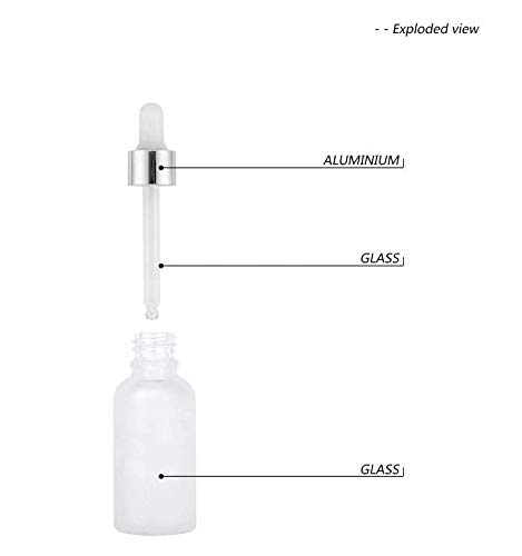 JARBAZAAR 30ml Clear Frosted Glass Essential Oil Dropper Bottles (Set of 4) - Refillable Leak-Proof Cosmetic Sample Containers with Glass Eye Droppers - Perfect for Aromatherapy, DIY Beauty Products & Travel-Sized Liquids