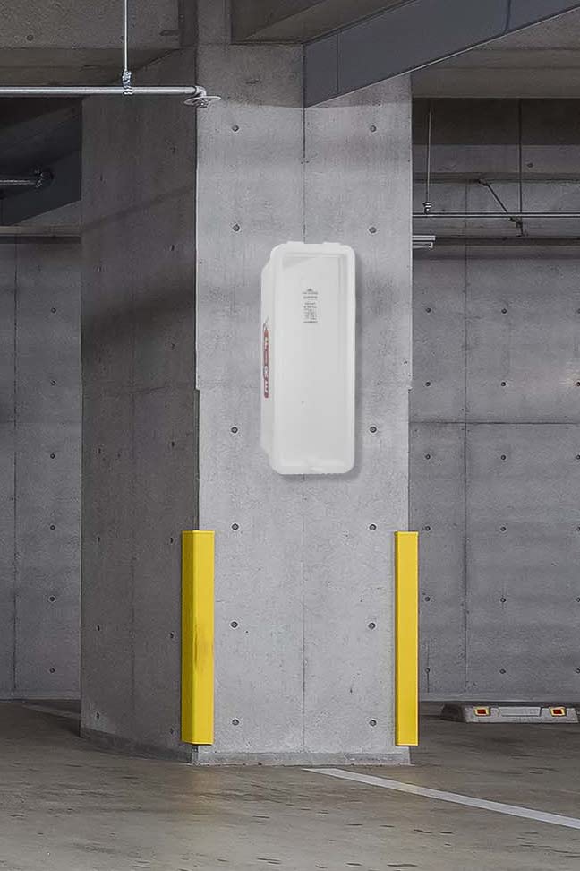 10 lb. White Fire Extinguisher Cabinet - Surface Mount Wall Storage for Indoor & Outdoor Use - Perfect for Kitchens, Garages, and Commercial Buildings
