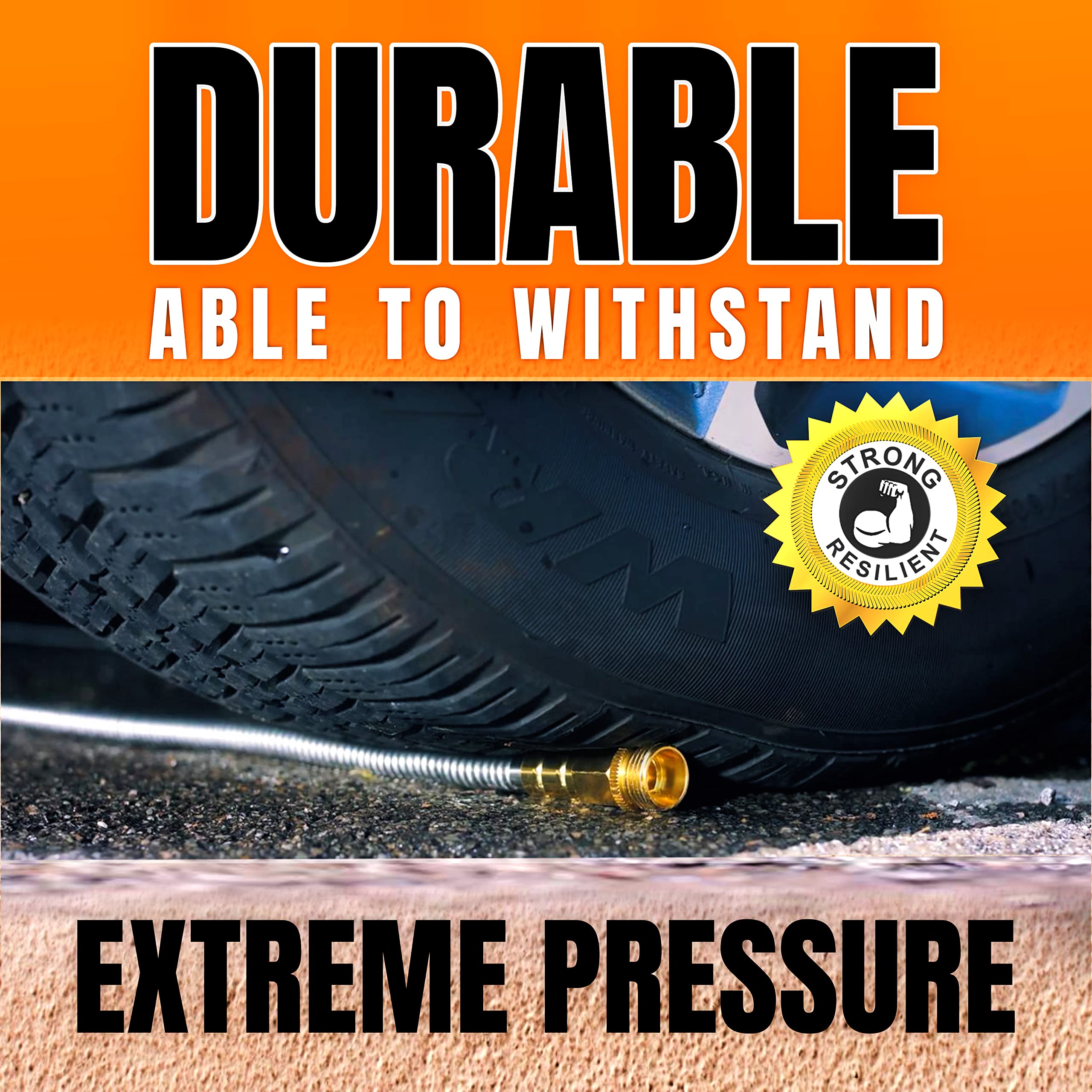100FT Tardigrade Heavy Duty 304 Stainless Steel Garden Hose - Flexible, No Kink & Tangle, Lightweight, Rust Proof Metal Water Hose for Outdoor Lawn, Yard, Gardening & Pet Care
