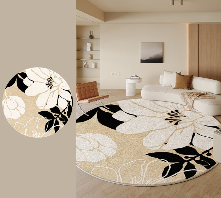 Modern Abstract Geometric Round Area Rugs - Non-Slip Circular Rug for Dining Room, Bedroom & Living Room - Contemporary Home Decor for Under Chairs, Coffee Tables & Floor Accents