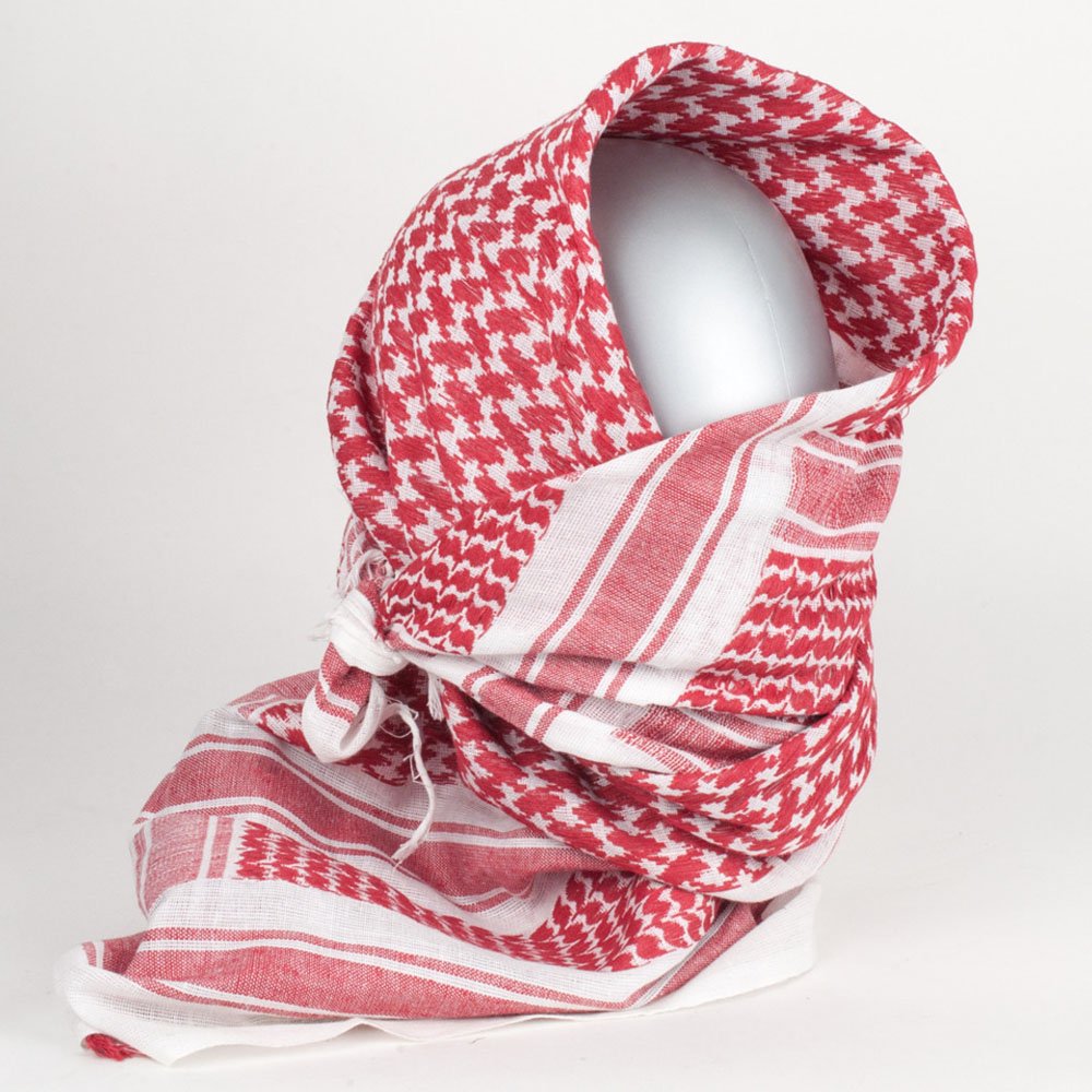 Valken Shemagh Scarf - Red & White Tactical Desert Scarf for Outdoor, Hiking, Camping & Military Use