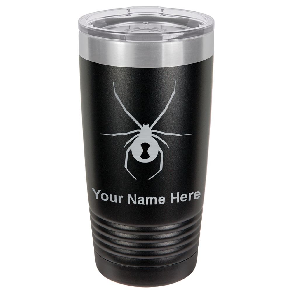LaserGram 20oz Vacuum Insulated Stainless Steel Tumbler Mug with Spider Web Design - Personalized Engraved Black Widow Theme - Keeps Drinks Hot/Cold for Hours - Perfect for Coffee, Tea, Gym & Outdoor Activities