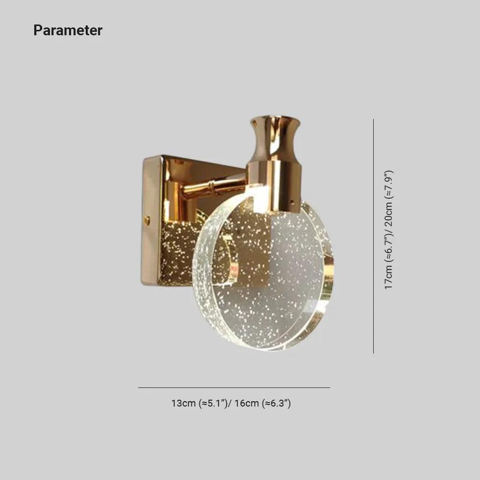Round Bubble Transparent Metal LED Wall Light - Modern Dimmable Indoor/Outdoor Lighting for Living Room, Bedroom, Patio & Garden Decor