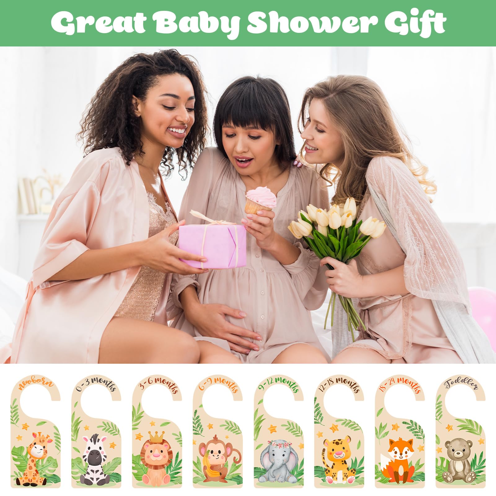 8Pcs Double Sided Wooden Baby Closet Dividers - Newborn to 24 Months Baby Clothes Organizer for Girls & Boys Nursery - Perfect for Nursery Organization and Baby Closet Storage