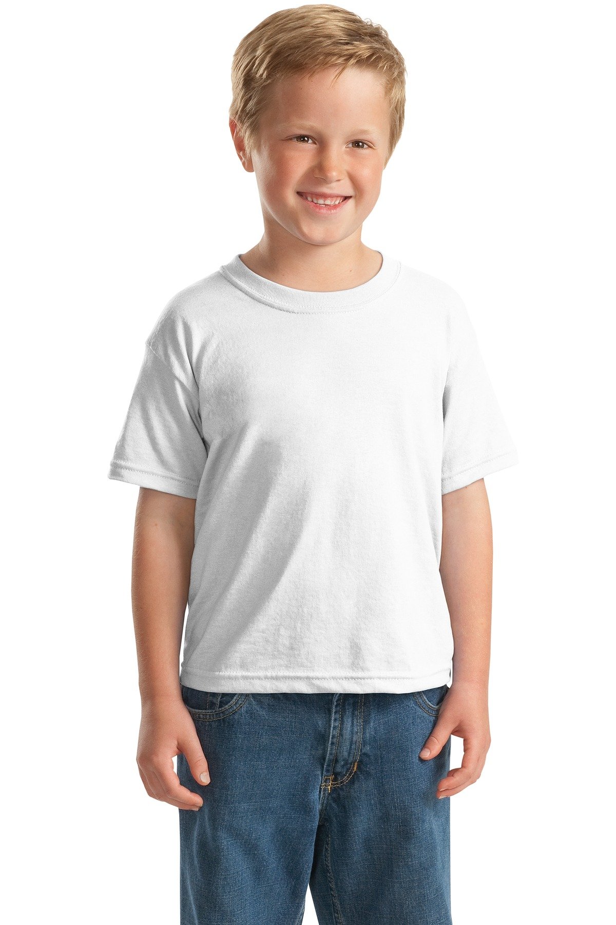 Gildan Boys DryBlend T-Shirt 5-Pack (G800B) - White, Medium - Soft Cotton Crewneck Tees for School, Sports & Everyday Wear
