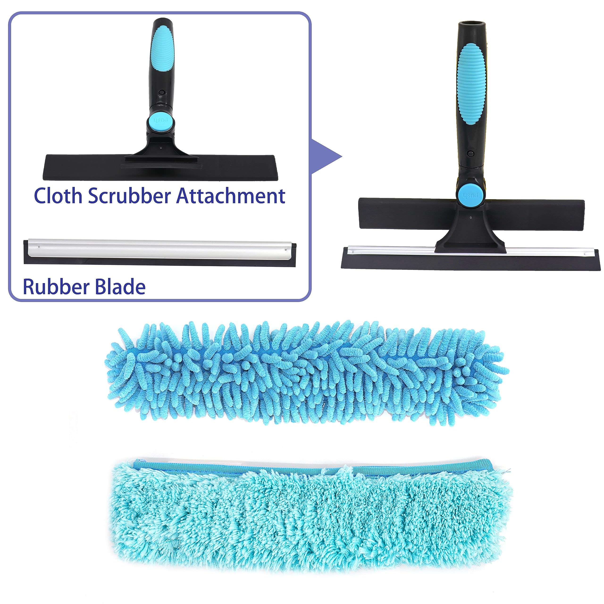 Rotatable 2-in-1 Window Cleaner with Pole - for Home & Car Glass Cleaning