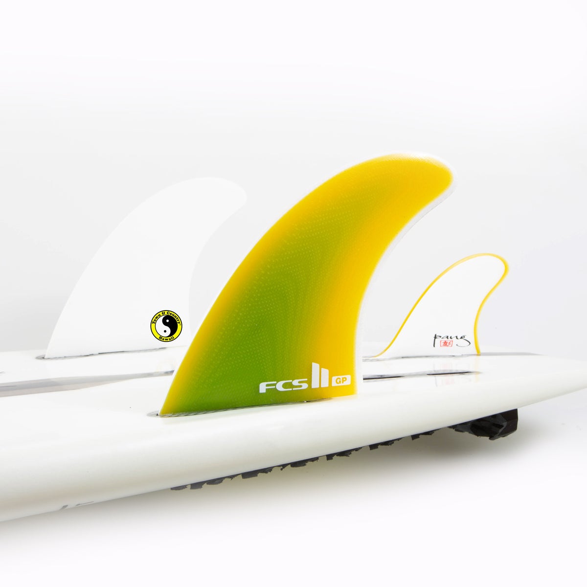 FCS II TWIN + 1 Town & Country PG X Large Yellow Fade Surfboard Fins - High Performance for All Wave Conditions - Perfect for Surfing, Bodyboarding, and Water Sports