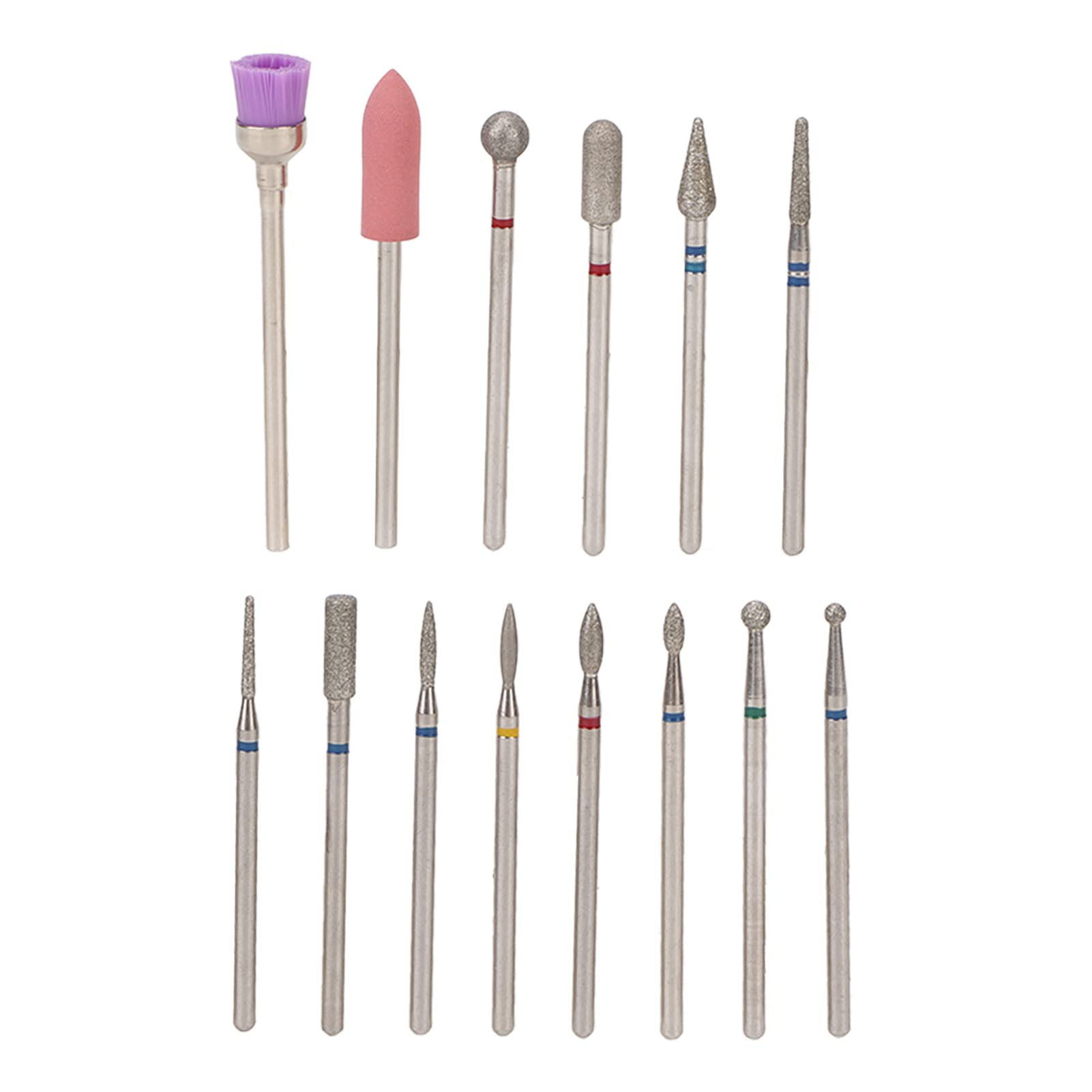 14PCS Manicure Pedicure Drill Bits Set - Professional Nail File & Grinding Heads with 20-Hole Clear Storage Box - Perfect for Nail Art, Salon & Home Nail Care