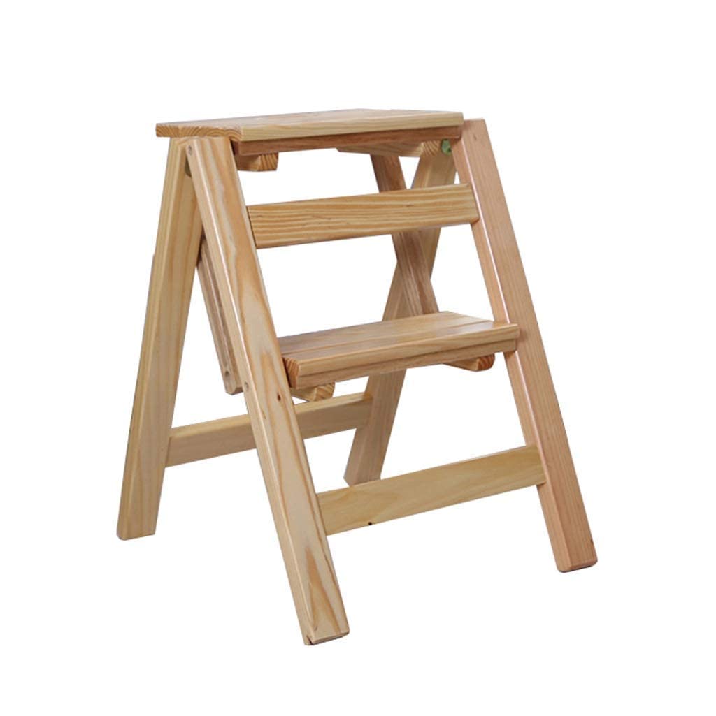 Foldable Wooden Step Stool Ladder for Kitchen, Home & Garden - Lightweight Display Rack & Stair Chair for Kids & Adults - Perfect for Reaching High Shelves, Organizing Pantries & Household Tasks
