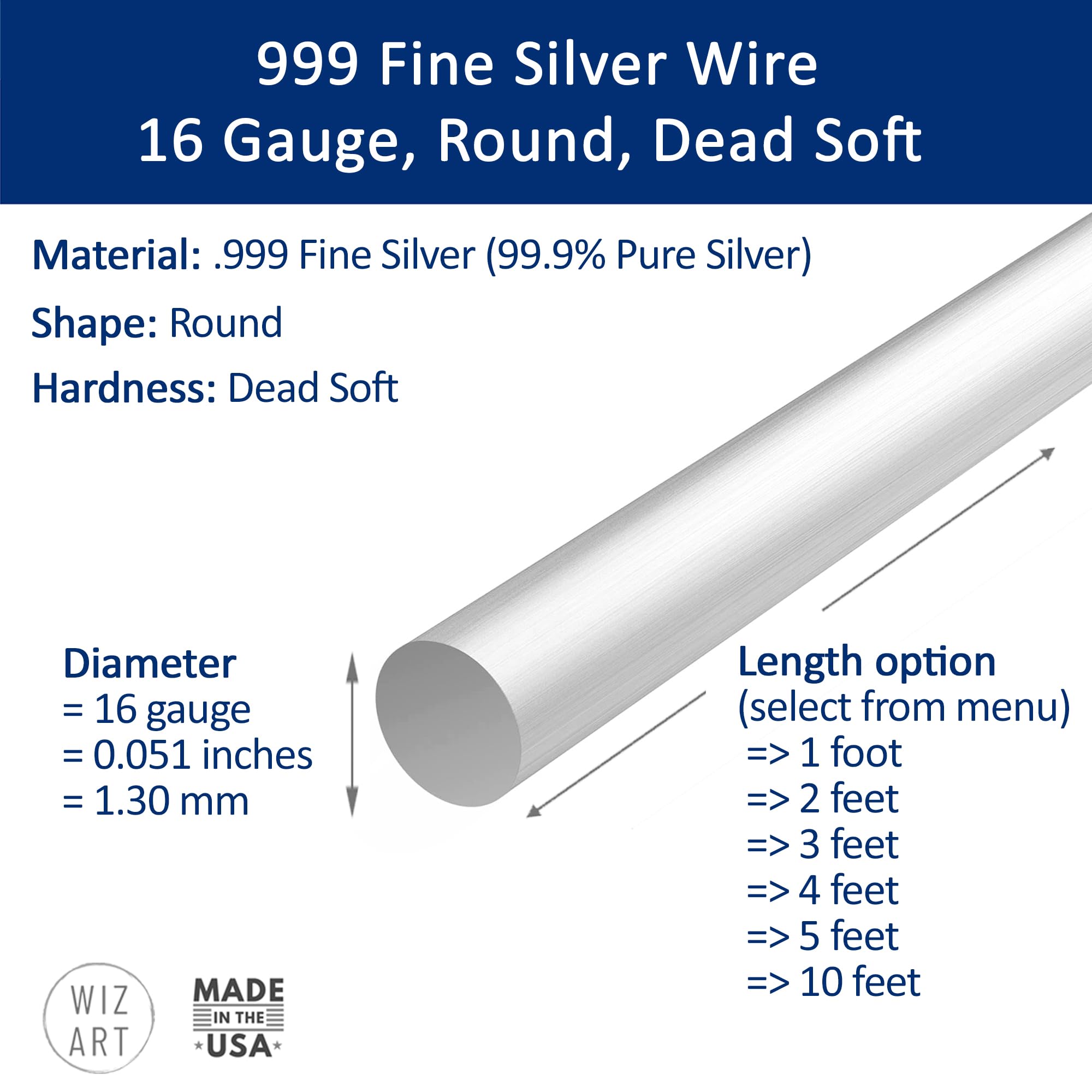 16 Gauge 999 Fine Silver Wire Round Dead Soft - 10 FT Jewelry Making Wire for DIY Bracelets, Necklaces & Rings - Premium Crafting Material for Jewelry Artists & Hobbyists
