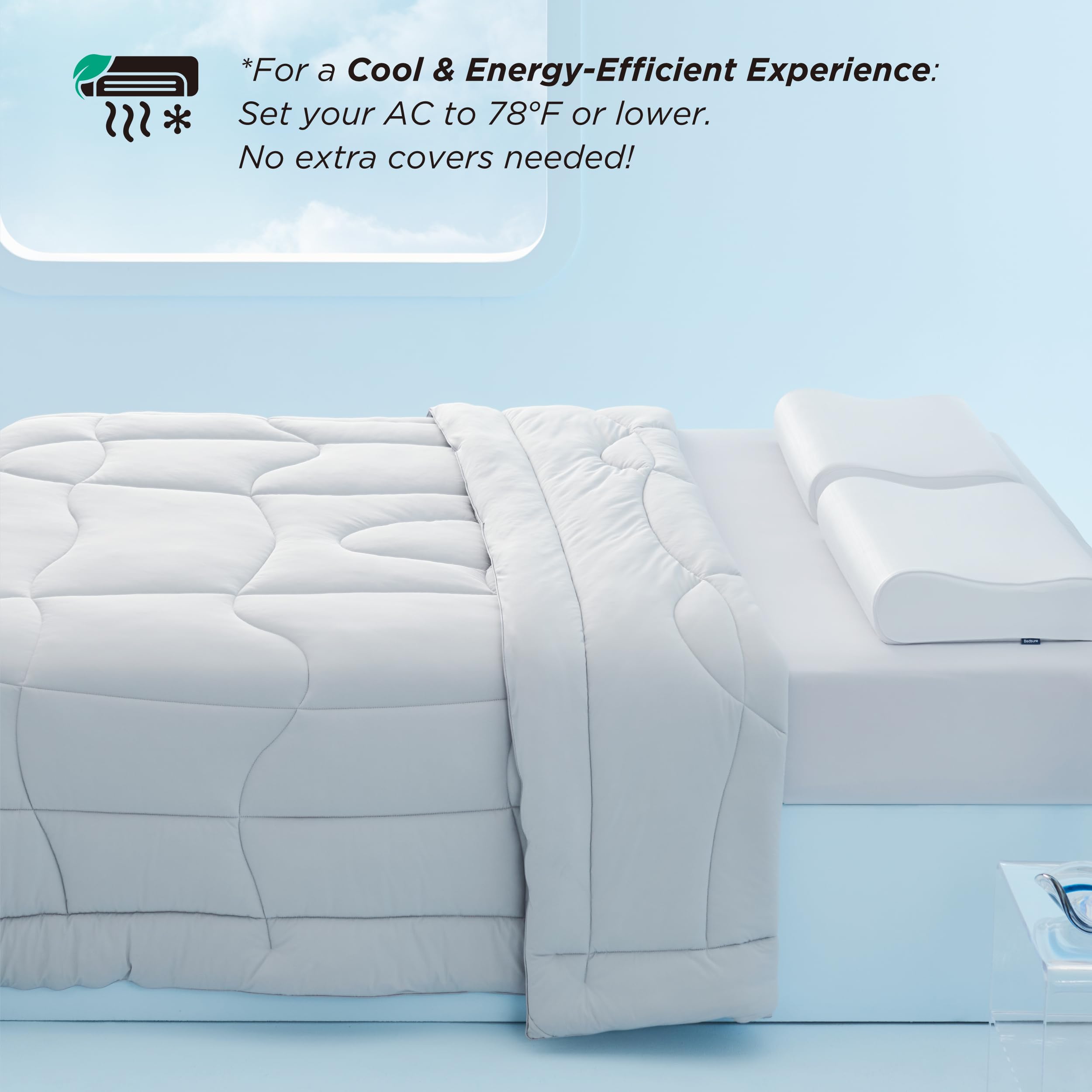 Bedsure Cooling Comforter King Size - Breathable & Lightweight Summer Blanket for Hot Sleepers, Q-Max>0.4, Double-Sided Cooling Technology, Grey, 102x90 Inches - Perfect for Bedroom, Guest Room, and Dorm Use