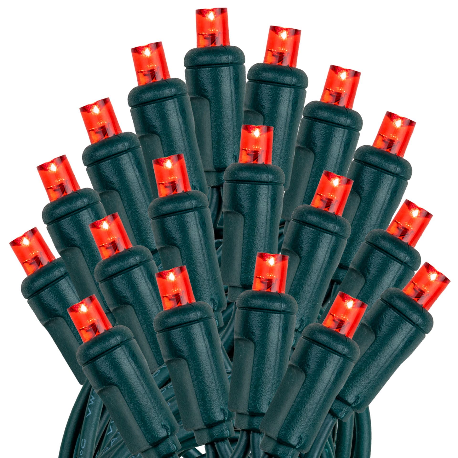 50 LED Christmas Mini Lights - Outdoor Waterproof String Lights for Patio, Garden, Party (Red & Green Wire, 11 Feet) - Perfect for Holiday Decorations, Backyard Events & Festive Gatherings