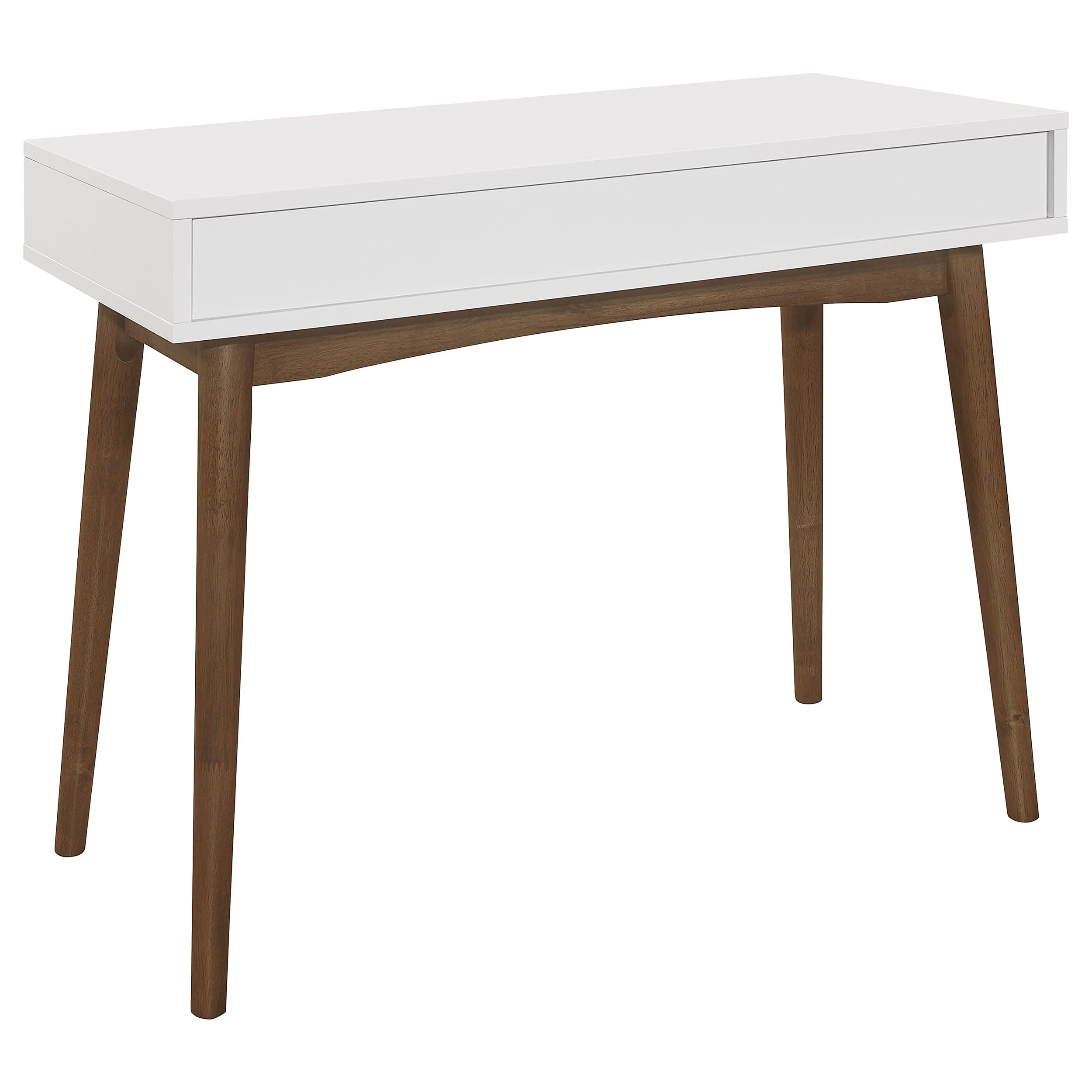 Coaster Furniture Bradenton 1-Drawer White & Walnut Writing Desk 801931 - Perfect for Home Office, Study Room & Small Spaces