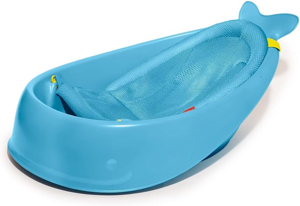 3-Stage Plastic Baby Bathtub with Smart Sling - Light Blue | Safe & Ergonomic Infant Bathing Solution for Newborns to Toddlers | Perfect for Home Nursery, Daycare & Travel Use