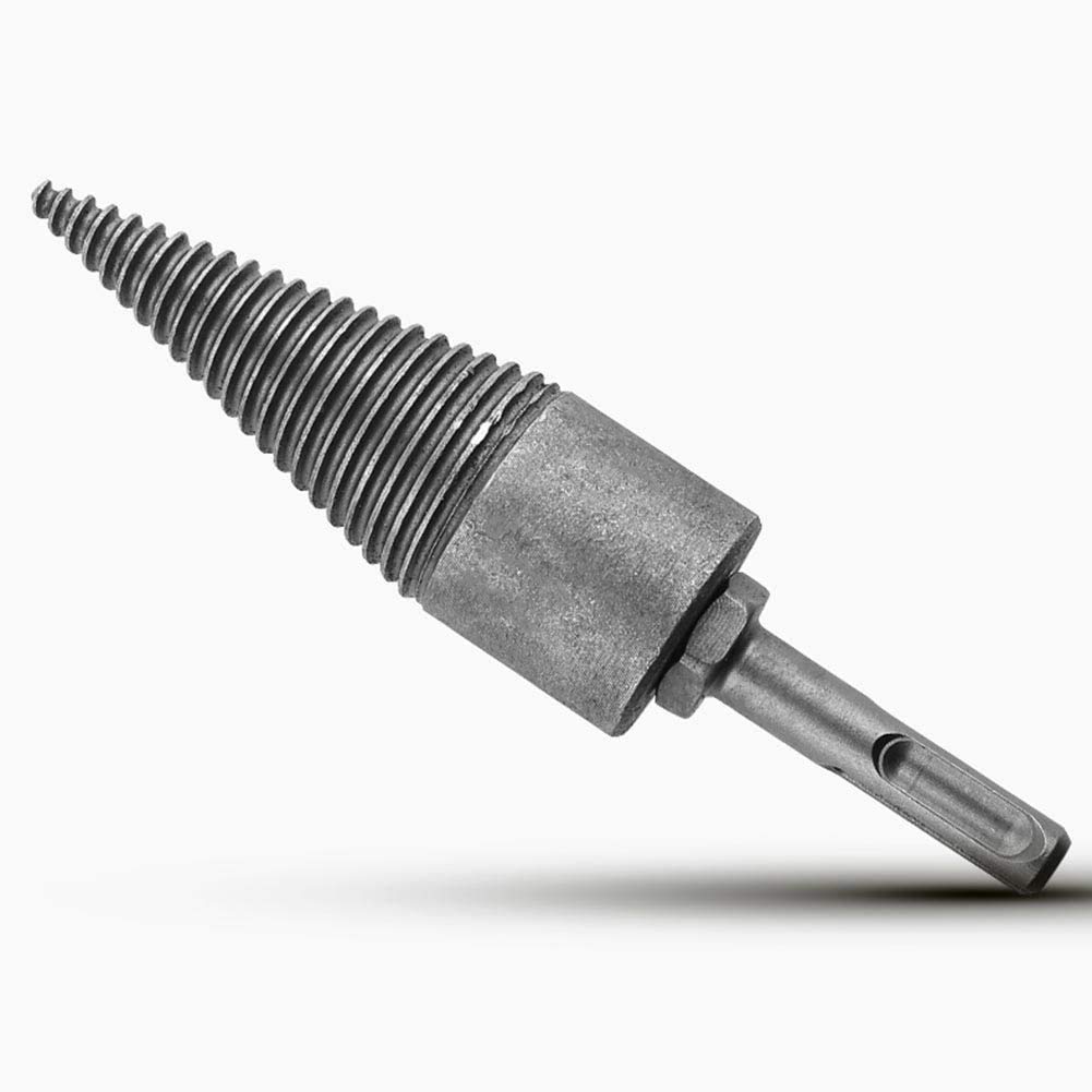 Heavy Duty Firewood Log Splitter Drill Bit - Wood Splitting Cone Attachment for Hand Drill (Round Shank) - Perfect for Firewood Processing, Camping & Outdoor Wood Cutting
