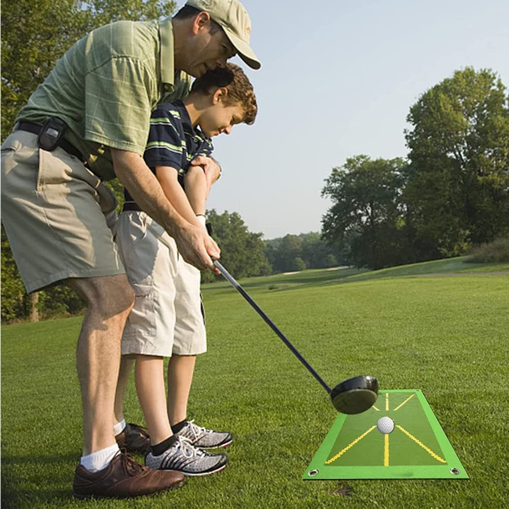 Premium Golf Practice Mat - Portable Golf Training Mat with Swing Analysis & Divot Action - Improve Swing Path & Posture for Indoor/Outdoor Golf Training