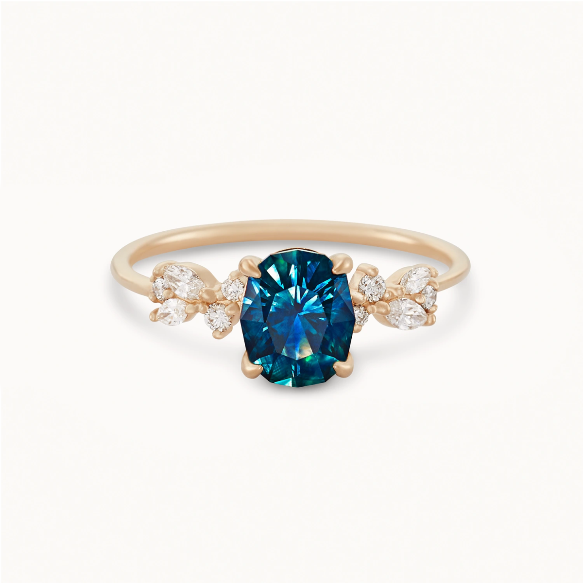 14K Yellow Gold Blue Oval Sapphire Ring - Unique One of a Kind Jewelry for Anniversary, Engagement & Special Occasions