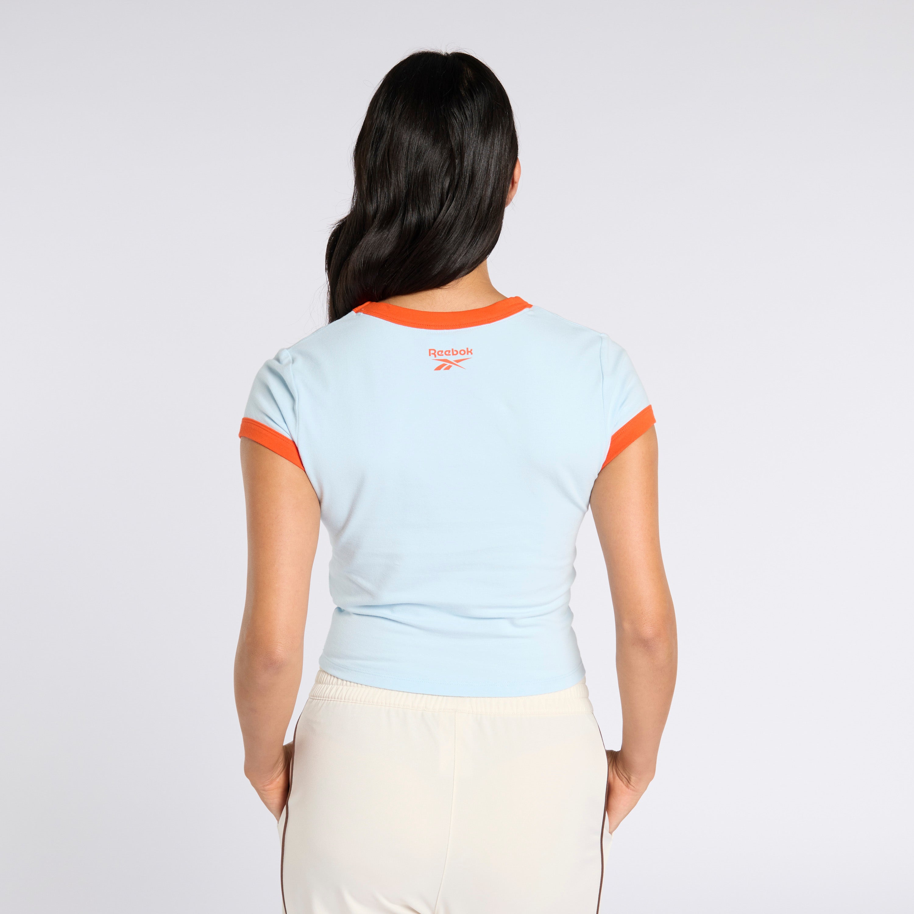 Ringer 95 Tee - Soft Blue & Pump Orange Vintage Style T-Shirt for Men | Casual Wear, Street Fashion, Retro Outfits