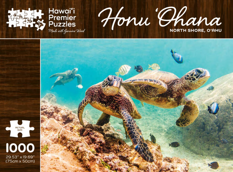 Honu Ohana Wooden Jigsaw Puzzle - 500 Piece Hawaiian Sea Turtle Puzzle for Adults & Kids - Perfect for Family Game Night, Stress Relief & Home Decor