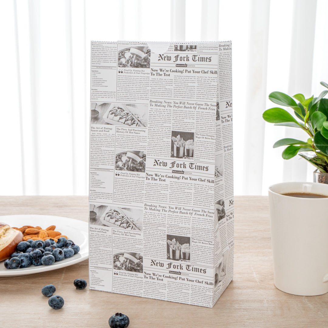Eco-Friendly Newsprint Paper Bags - 6 lb Capacity, 6 x 3.5 x 10.75 Inches - Pack of 100 - Perfect for Retail Shopping, Gift Wrapping & Party Favors