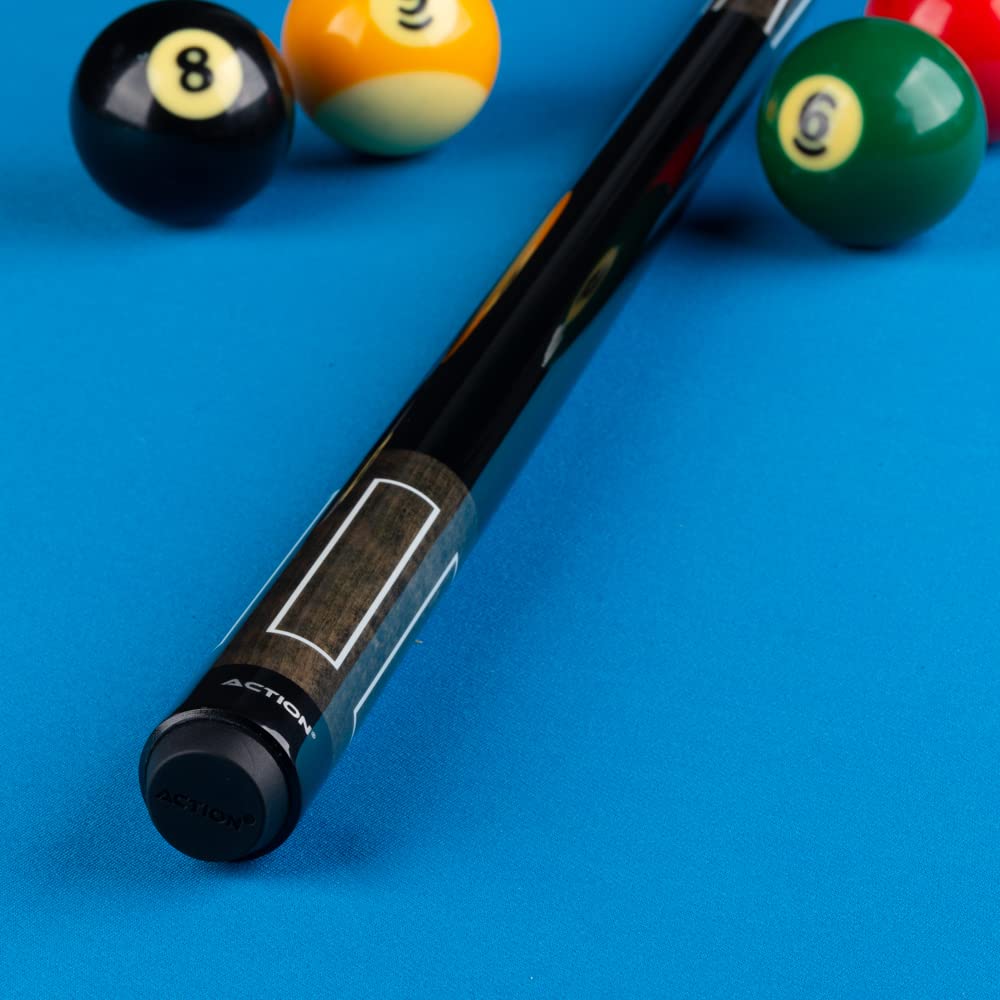 VAL05 Value Series Pool Cue - 58 Inch Hard Maple Shaft with 13mm Boar Skin Tip - Grey & Black with 4 White Points - Professional Billiards Cue for Home Game Rooms & Pool Halls