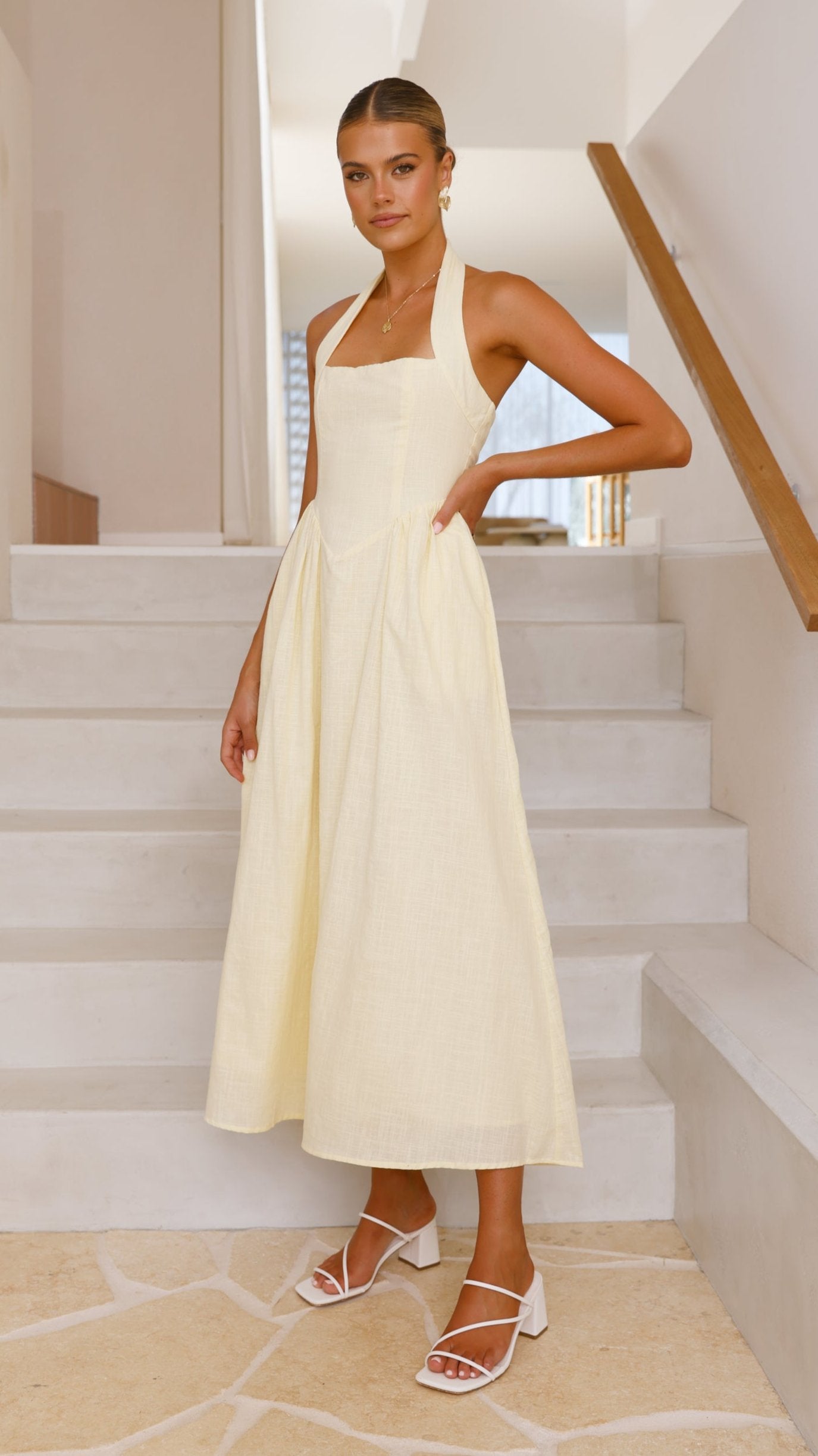 Caden Maxi Dress - Flowy Lemon Print Summer Dress for Women | Beach Vacation, Party & Casual Wear