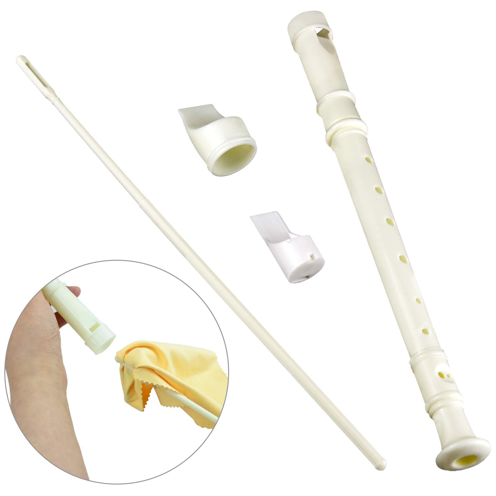12 Pack German Style 8 Hole Soprano Recorders - White Plastic Descant Flute with Cleaning Rod | Perfect for Beginners, School Music Class, Graduation Gifts & Back to School Supplies | Classroom, Band Practice & Home Learning Instrument