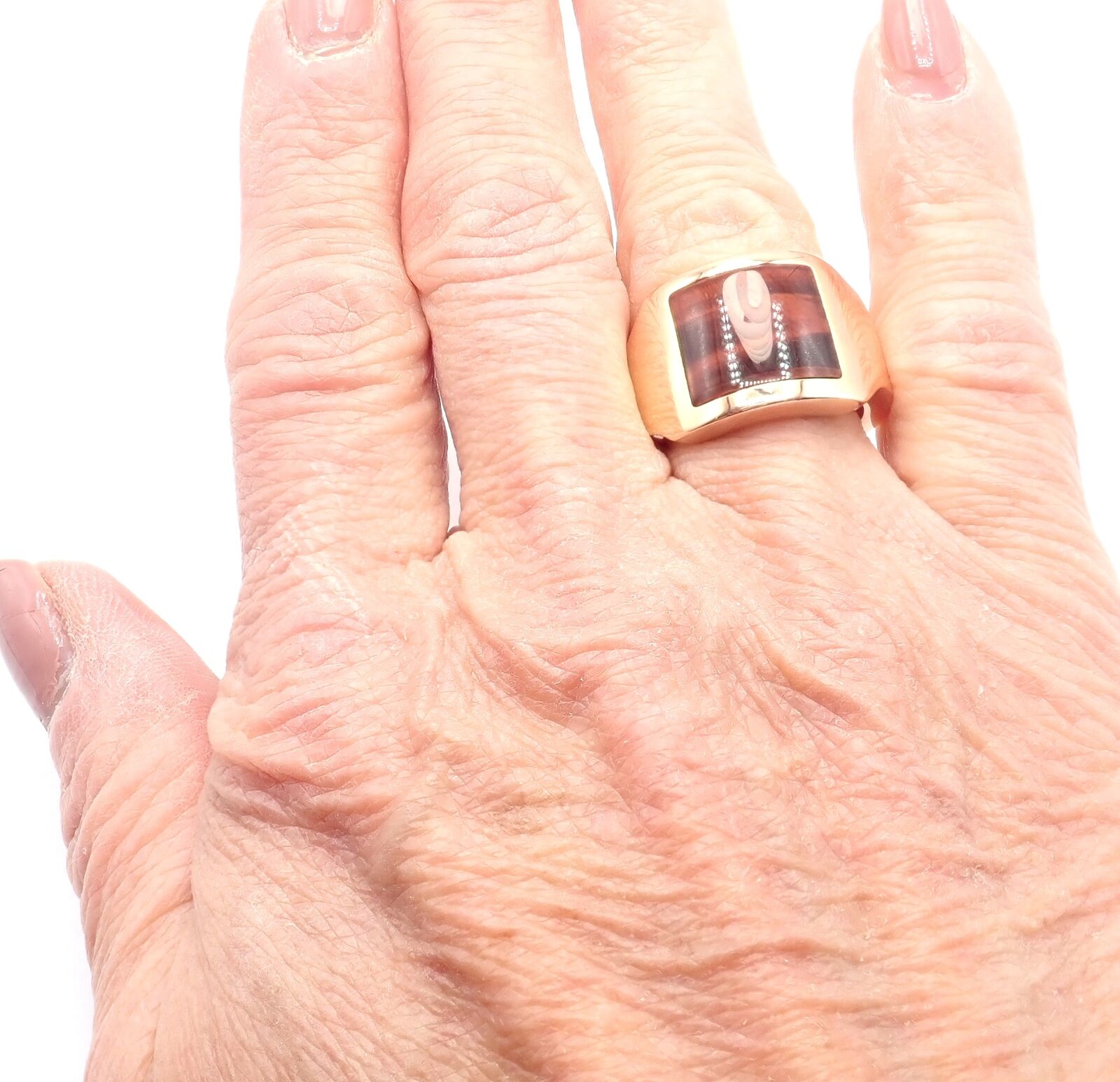 Authentic Cartier 18k Rose Gold Santos Dumont Bull Eye Quartz Ring with Certificate - Luxury Jewelry for Women, Perfect for Weddings, Anniversaries & Special Occasions