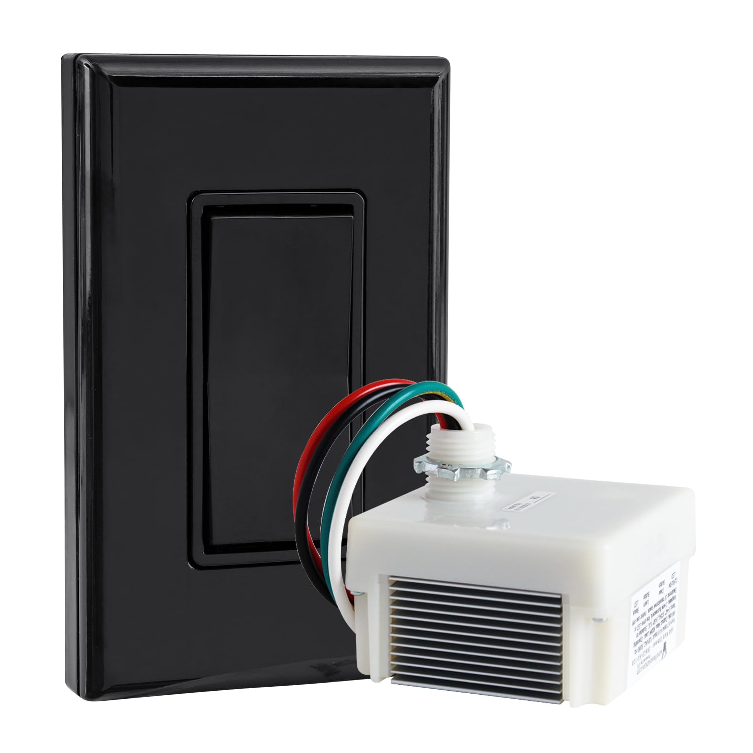 RunLessWire Wireless Light Switch Kit - Self Powered, No Wiring, No Batteries, No WiFi Needed - DIY Remote Control Dimmer for Home & Office - Includes 1 Receiver & 1 Switch - Black
