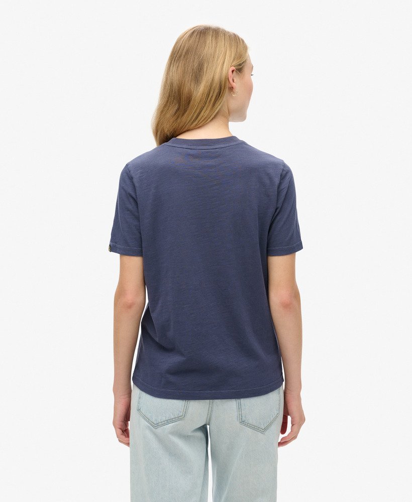 Metallic VL Relaxed T-Shirt for Women | Lauren Navy Casual Tee - Perfect for Everyday Wear, Lounging & Weekend Outfits