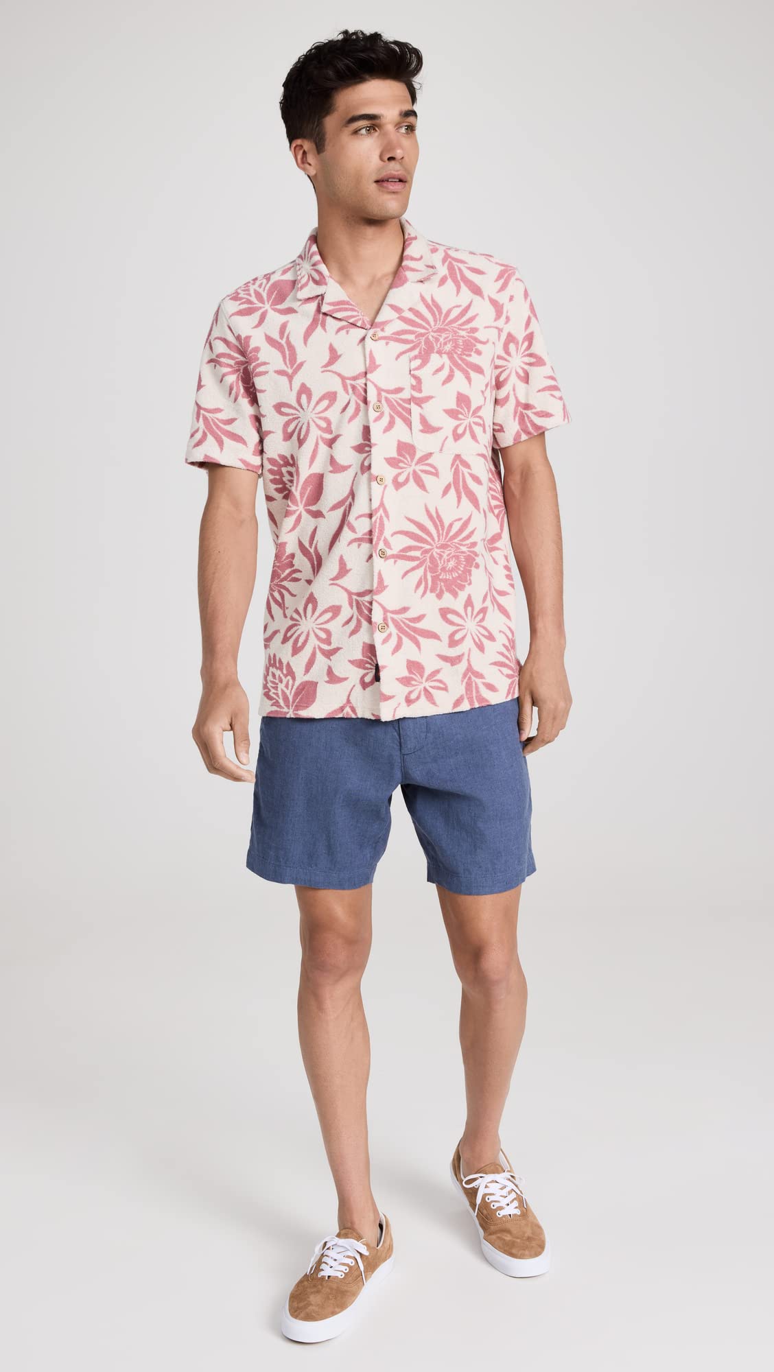 Faherty Men's Cabana Terry Shirt - Lightweight Breathable Beachwear for Summer Vacation & Poolside Relaxation