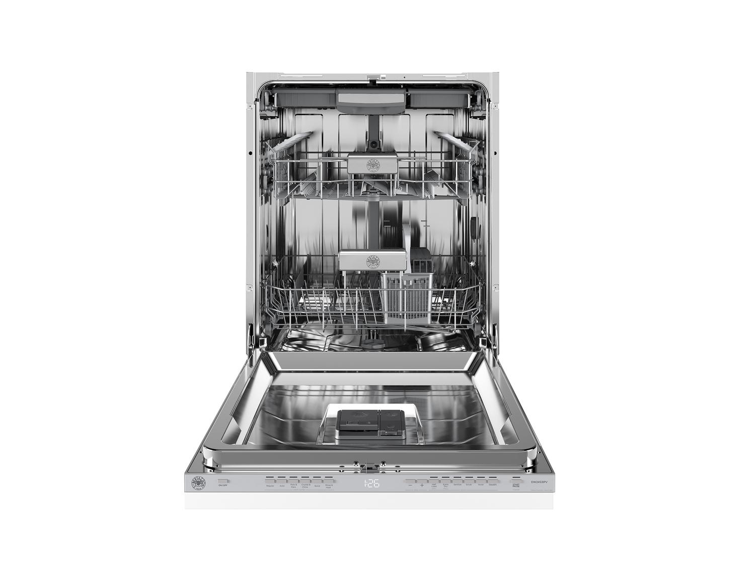 Bertazzoni DW24S3IPV 24 Inch Built-In Dishwasher - Panel Ready, 15 Place Settings, 42 dB Ultra Quiet, 6 Wash Cycles - Perfect for Modern Kitchens & Open Concept Homes